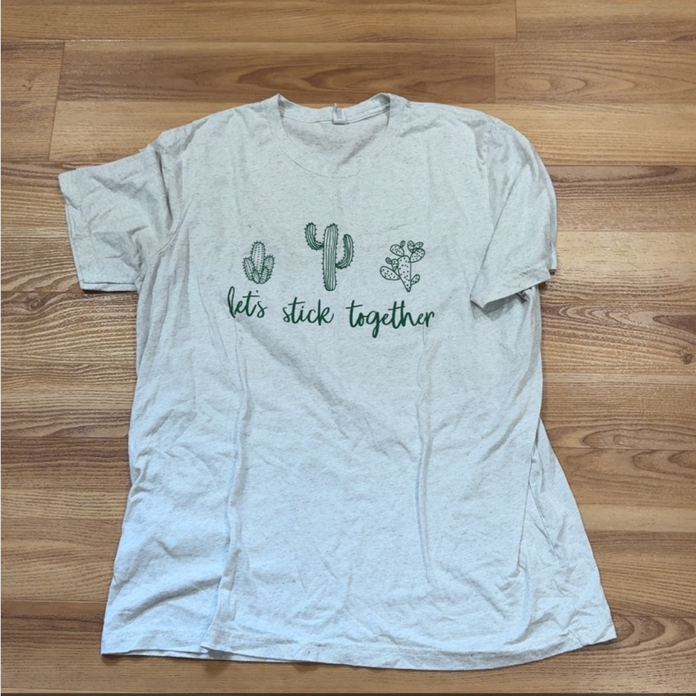 Gray T-Shirt with Cactus Design